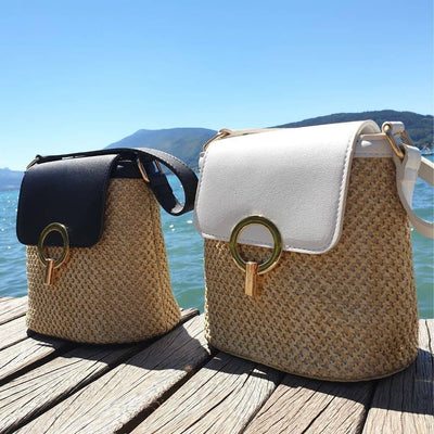 Maeva sac seau en paille tressée