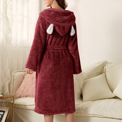Brinley - Peignoir à capuche en flanelle épaisse pour femmes - Parfait pour les journées d'automne décontractées !