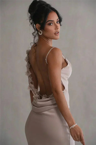Cassiane - Robe en satin avec fleurs