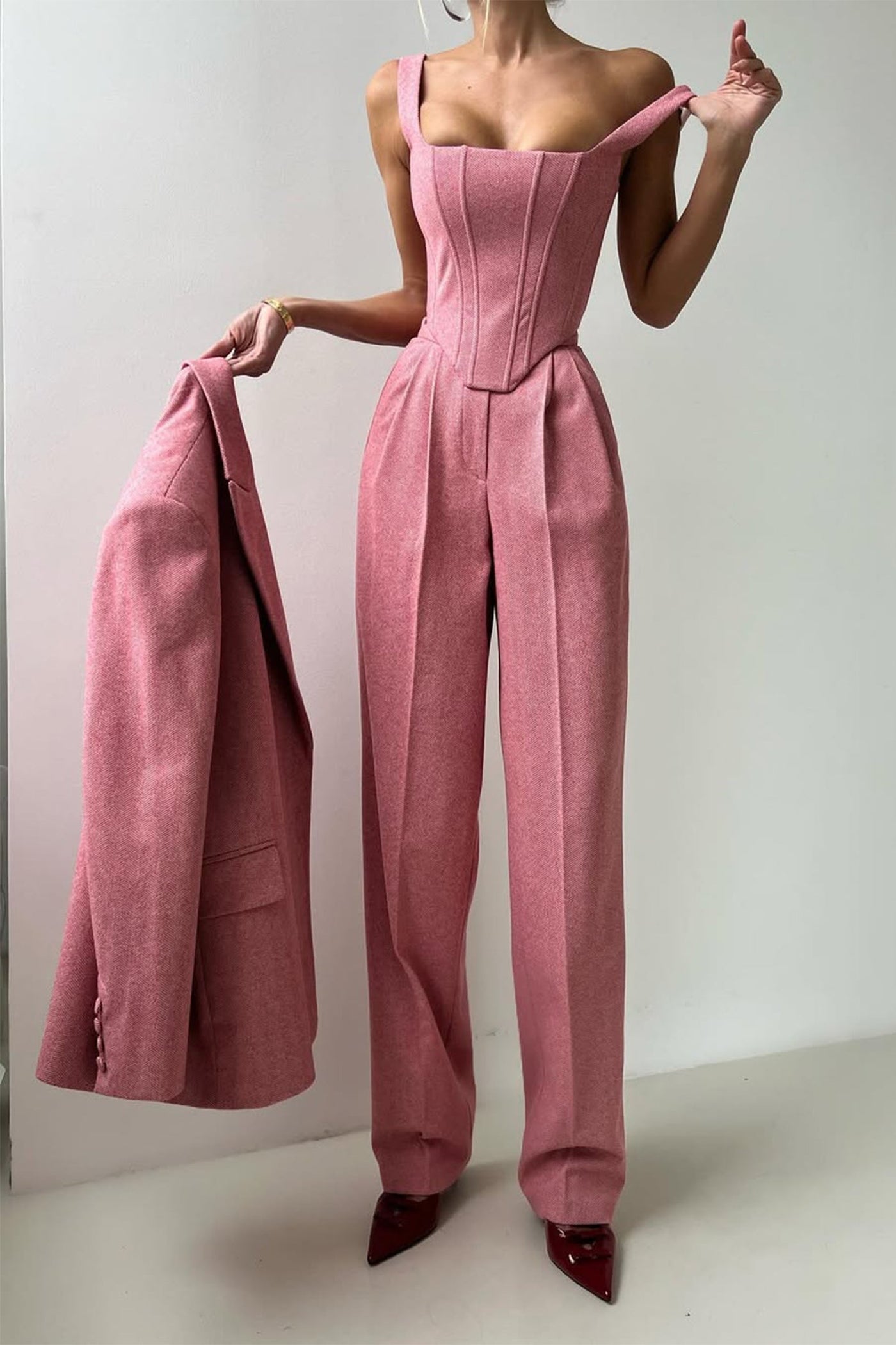 Dolce™ - Ensemble de trois pièces avec blazer double boutonnage