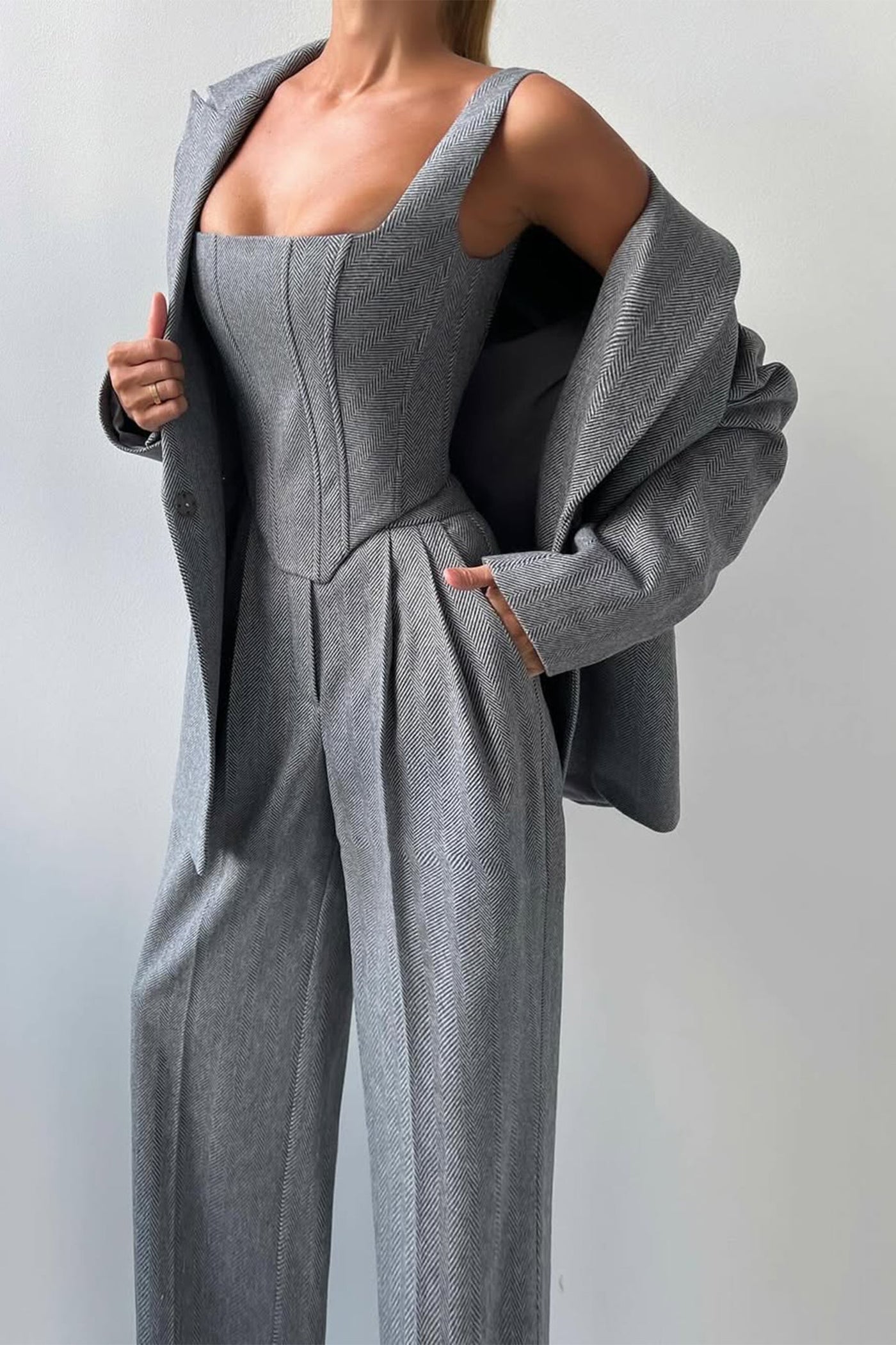 Dolce™ - Ensemble de trois pièces avec blazer double boutonnage