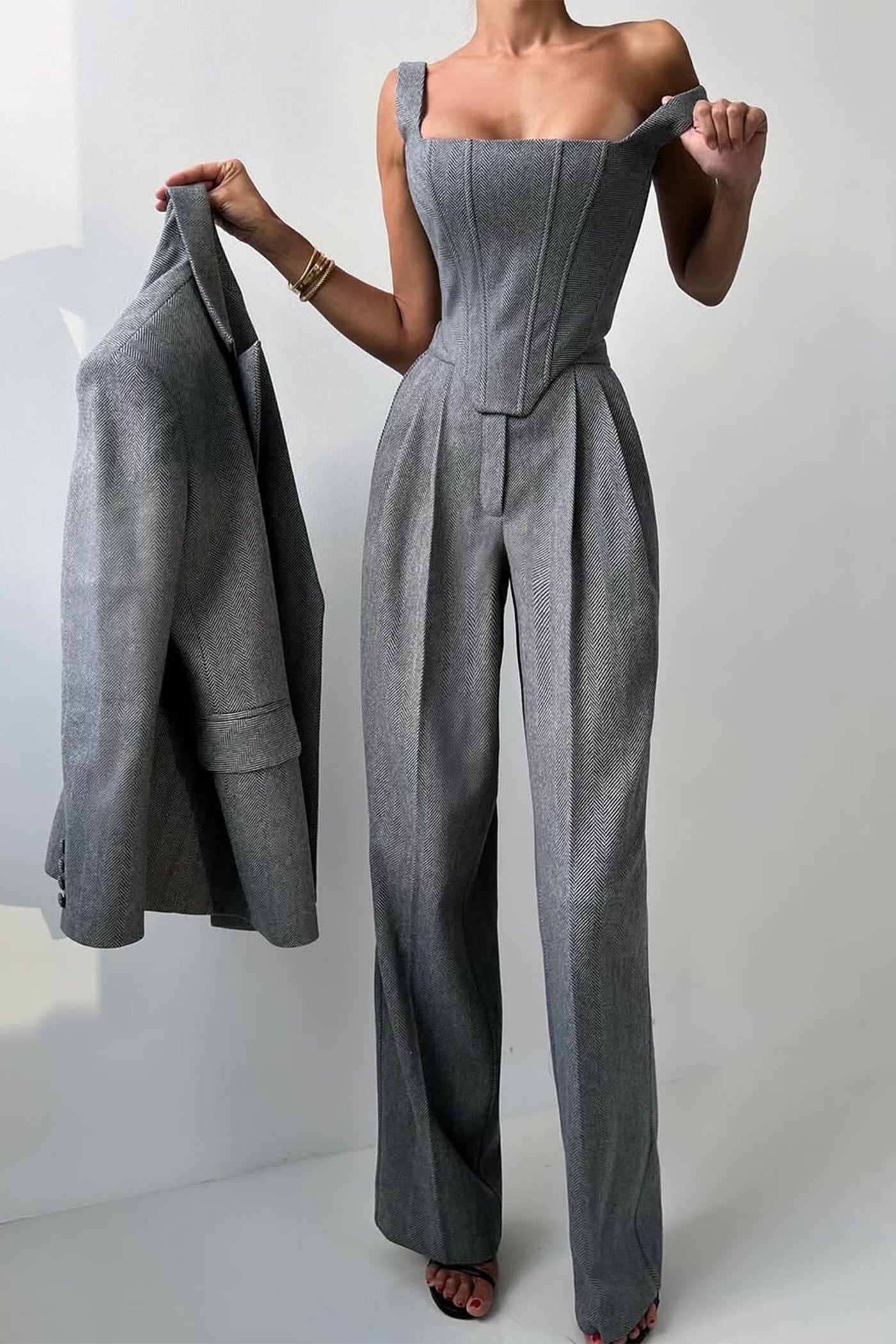 Dolce™ - Ensemble de trois pièces avec blazer double boutonnage