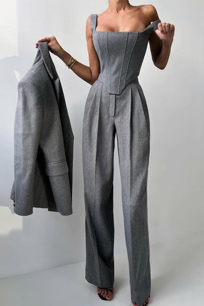 Dolce™ - Ensemble de trois pièces avec blazer double boutonnage
