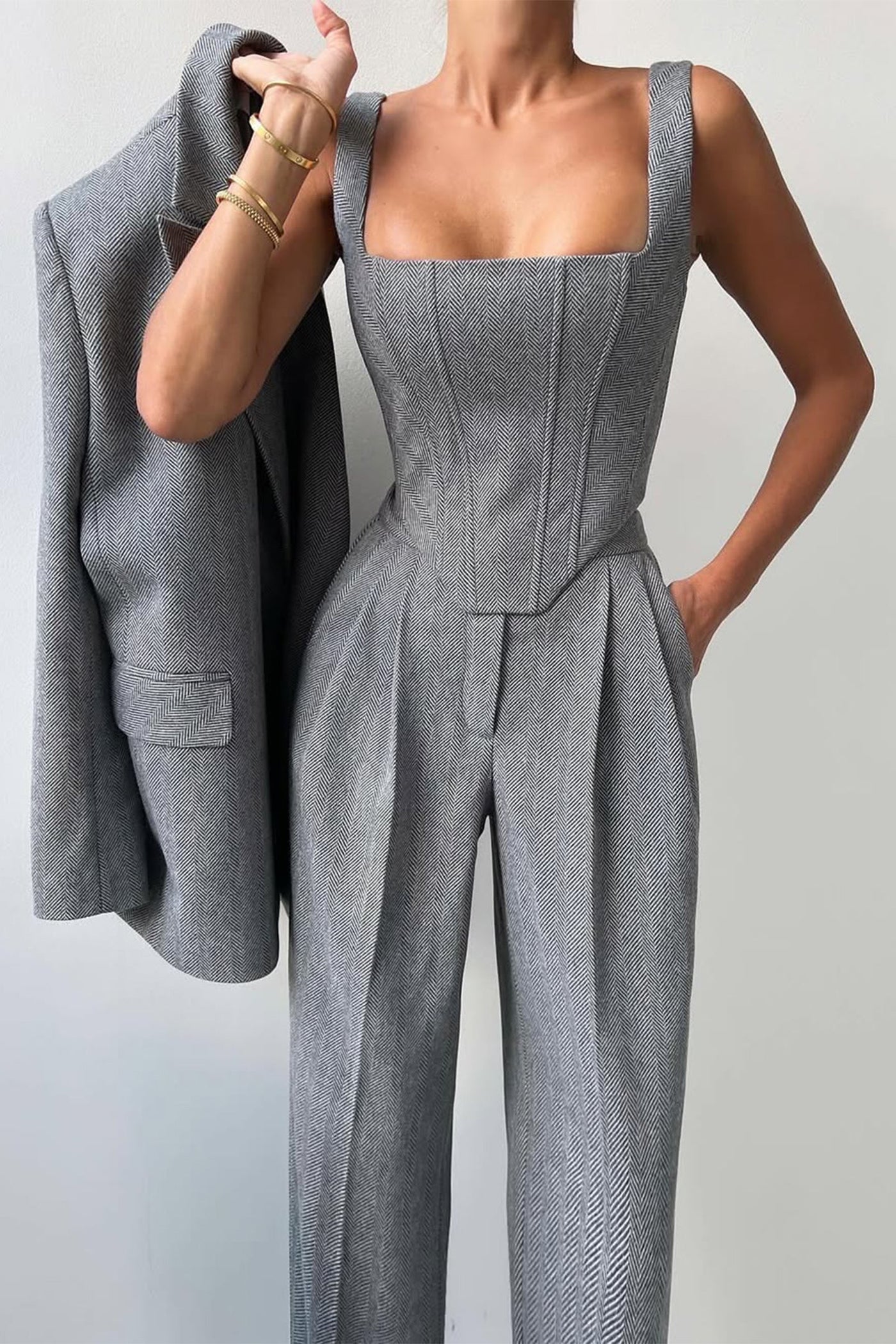 Dolce™ - Ensemble de trois pièces avec blazer double boutonnage