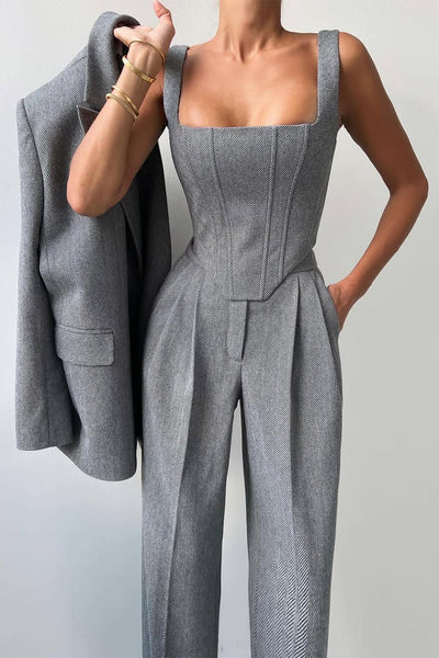 Dolce™ - Ensemble de trois pièces avec blazer double boutonnage
