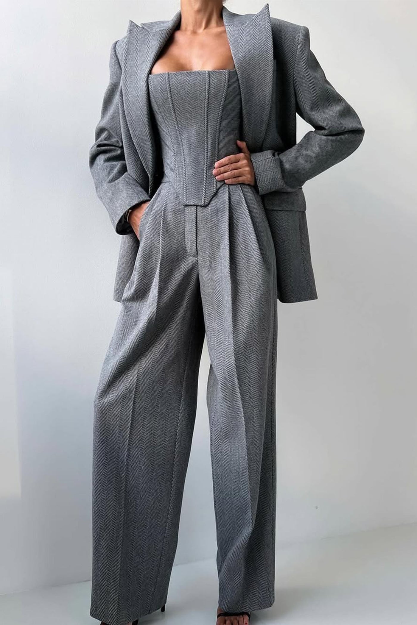 Dolce™ - Ensemble de trois pièces avec blazer double boutonnage