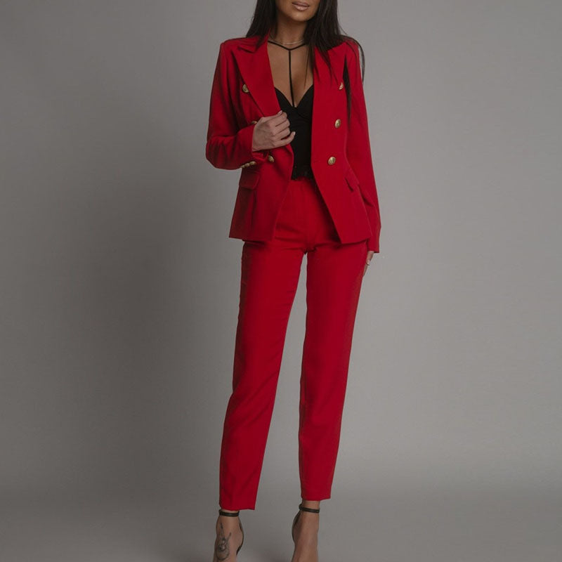 Ensemble Blazer Femme – Coupe Tailleur – Tissu Luxe – Style Croisé Élégant