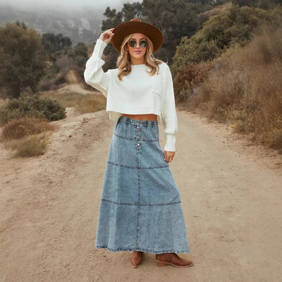 Gonna lunga in denim stile boho