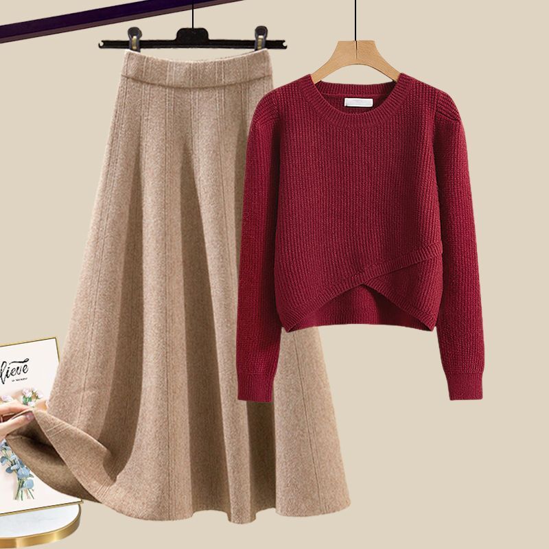 Erika™ - Ensemble Lounge en Pull Tricoté et Jupe Élégante
