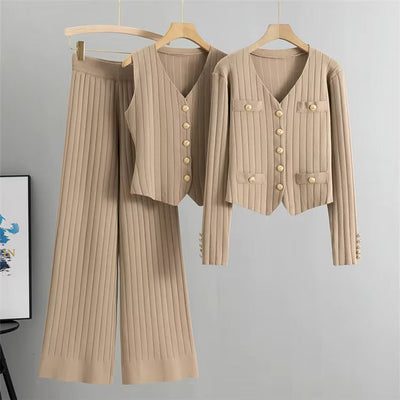 Erika™ - Élégant ensemble de gilet en tricot avec cardigan et pantalon