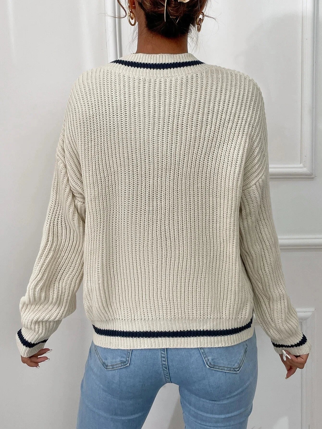 Marina | Pull en tricot gaufré rayé