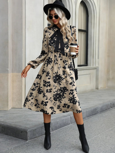 Kylie | Bow-Tie Floral Print Dress Elegant and Timeless