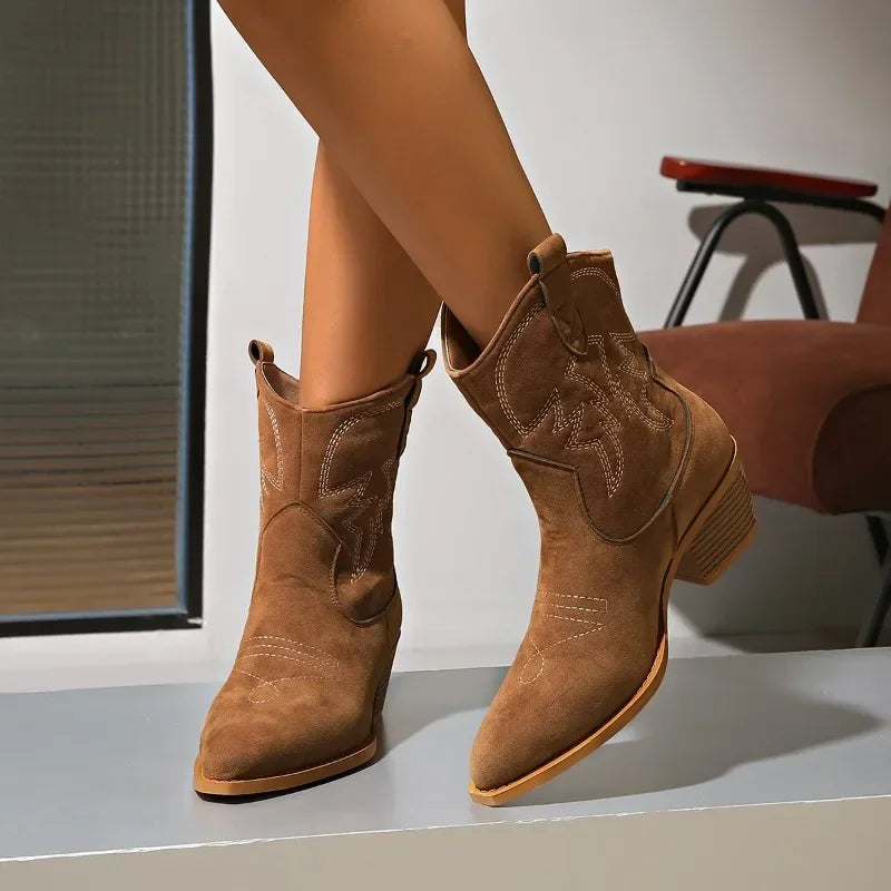 Sienna – Bottines inspirées de l'Ouest avec talon compensé