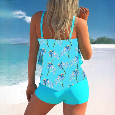 Tankini femme – Haut à volants ajustable – Shorty de bain – Coupe confortable