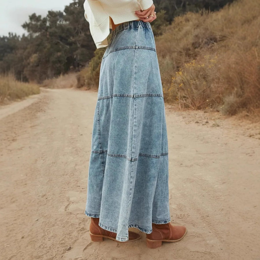 Gonna lunga in denim stile boho