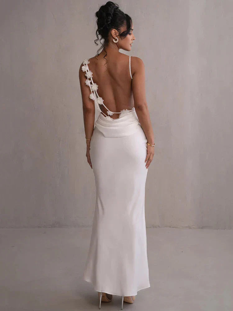 Cassiane - Robe en satin avec fleurs