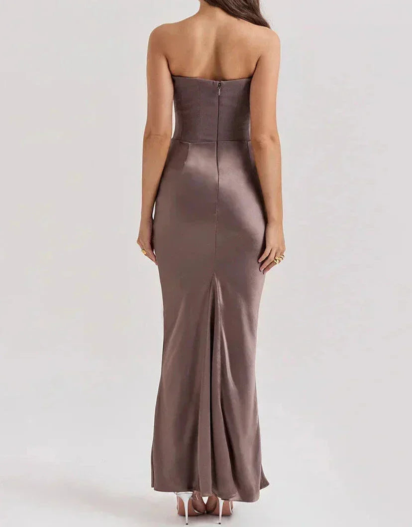 Robe Longue Bustier Élégante | Design Drapé | Silhouette Ajustée