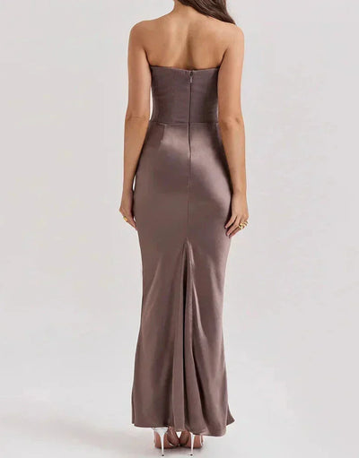 Robe Longue Bustier Élégante | Design Drapé | Silhouette Ajustée