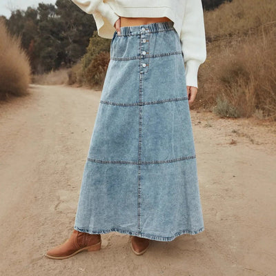 Gonna lunga in denim stile boho