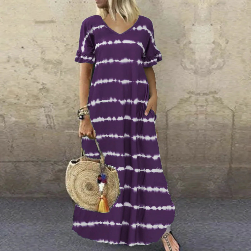 Marie™ | Robe Longue Bohème à Rayures Élégantes