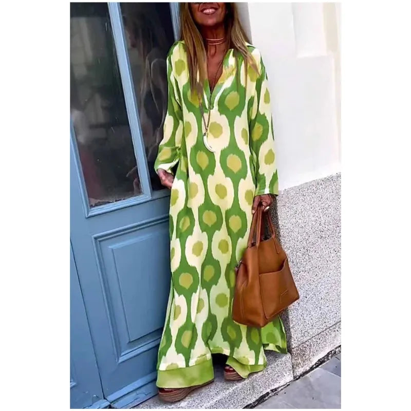 Monique™ | Robe Longue Fluide à Motifs Artistiques