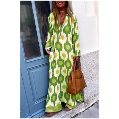 Monique™ | Robe Longue Fluide à Motifs Artistiques