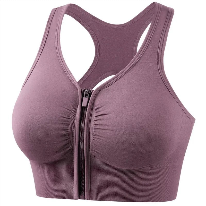 Brassière de sport femme – Maintien optimal – Fermeture zippée – Dos nageur respirant
