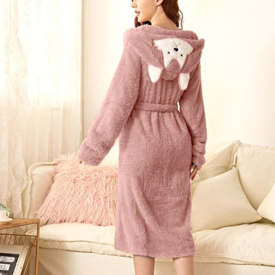 Brinley - Peignoir à capuche en flanelle épaisse pour femmes - Parfait pour les journées d'automne décontractées !