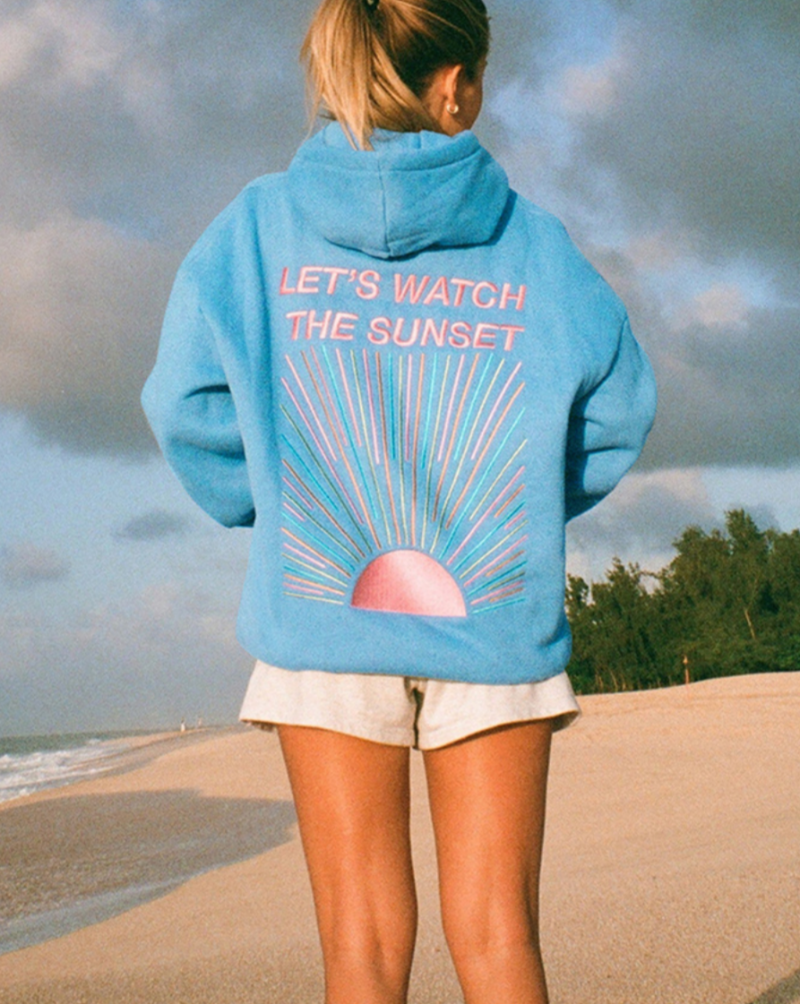 KATIE - SWEAT À CAPUCHE ÉLÉGANT "LET'S WATCH THE SUNSET"