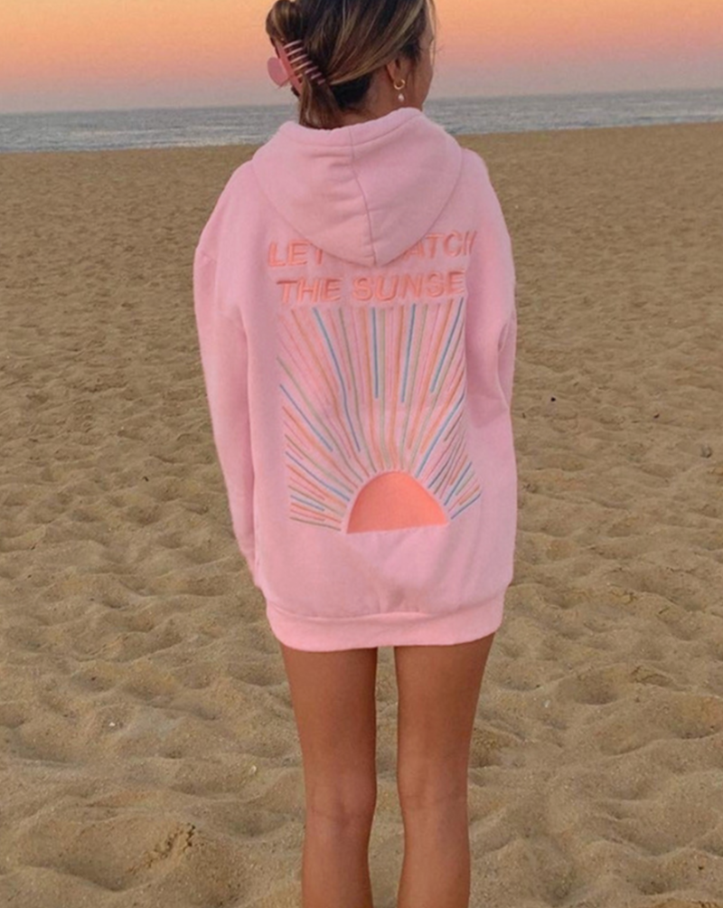 KATIE - SWEAT À CAPUCHE ÉLÉGANT "LET'S WATCH THE SUNSET"
