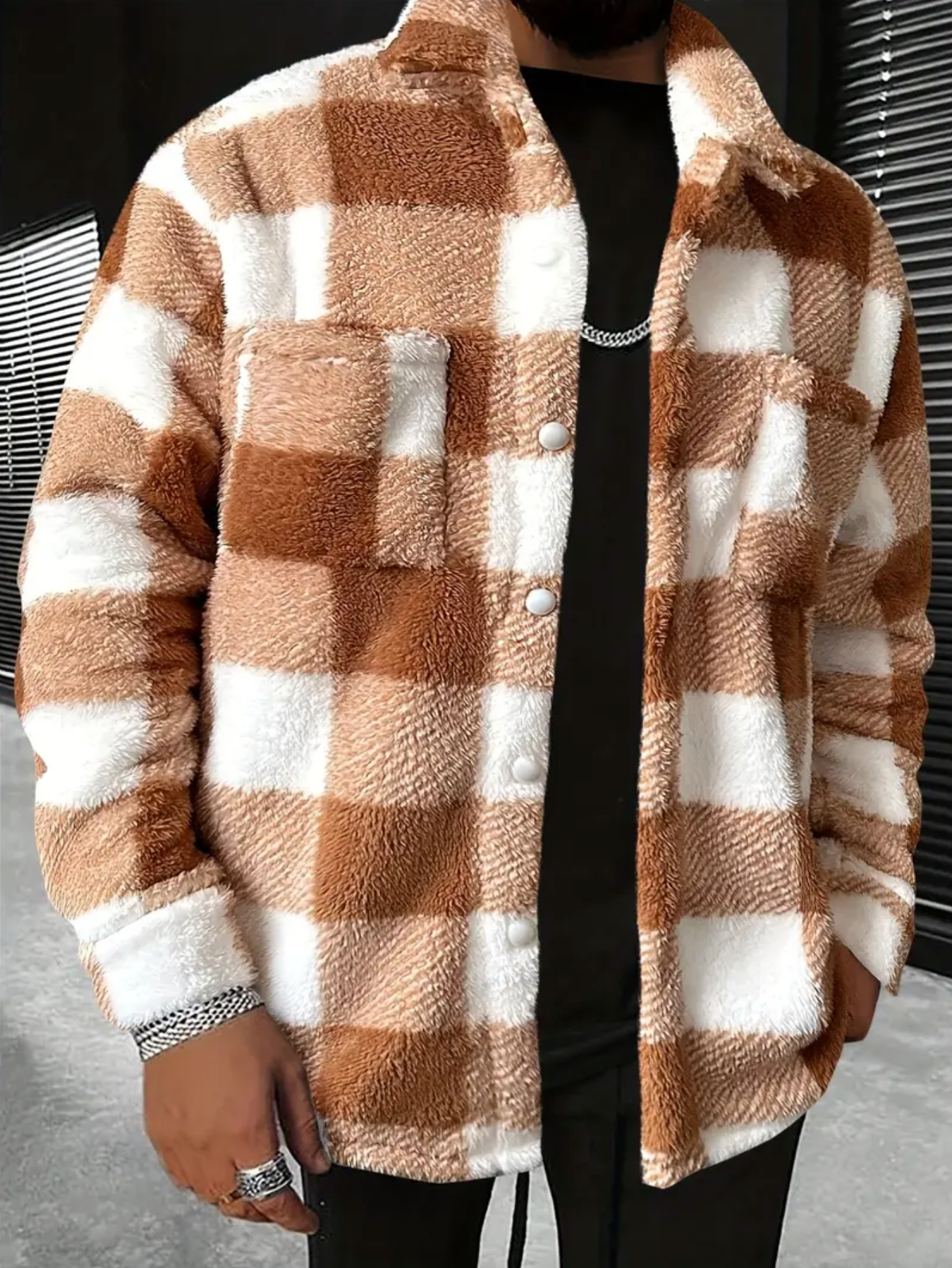 JASSE | Veste en Flanelle à Carreaux en Peluche pour Hommes