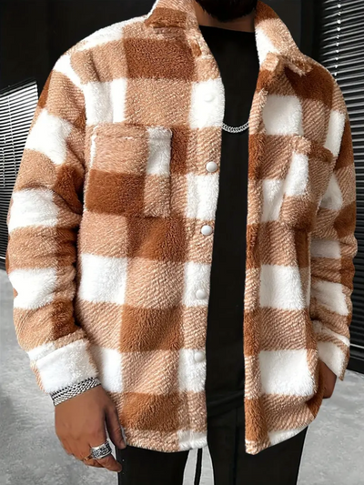 JASSE | Veste en Flanelle à Carreaux en Peluche pour Hommes