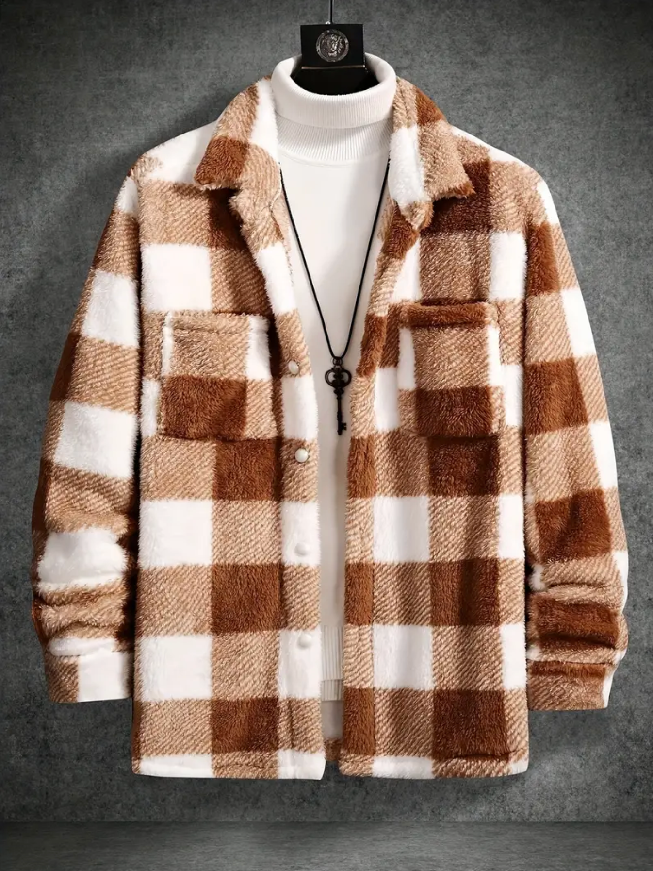 JASSE | Veste en Flanelle à Carreaux en Peluche pour Hommes