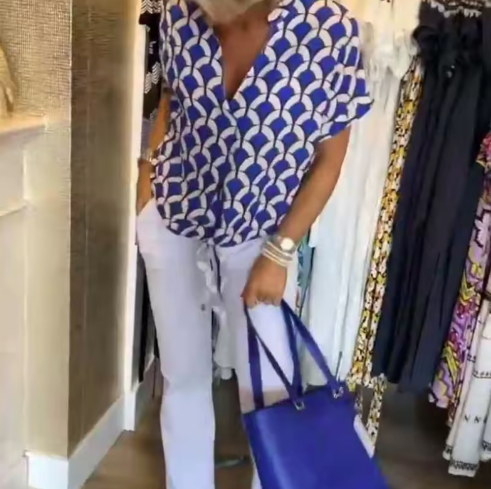Élise™ | Blouse Fluide à Motifs Art Déco