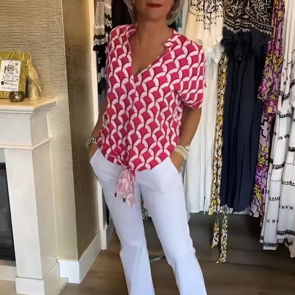 Élise™ | Blouse Fluide à Motifs Art Déco