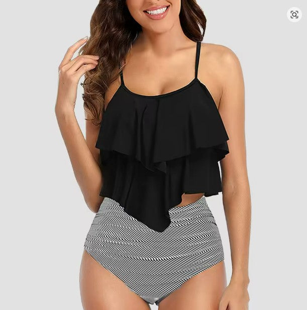 Tankini femme – Coupe fluide – Taille empire – Tissu respirant – Col rond