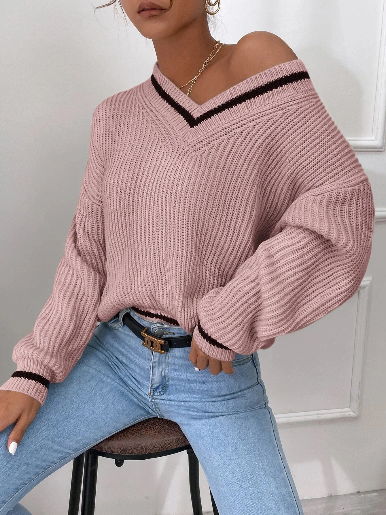 Marina | Pull en tricot gaufré rayé