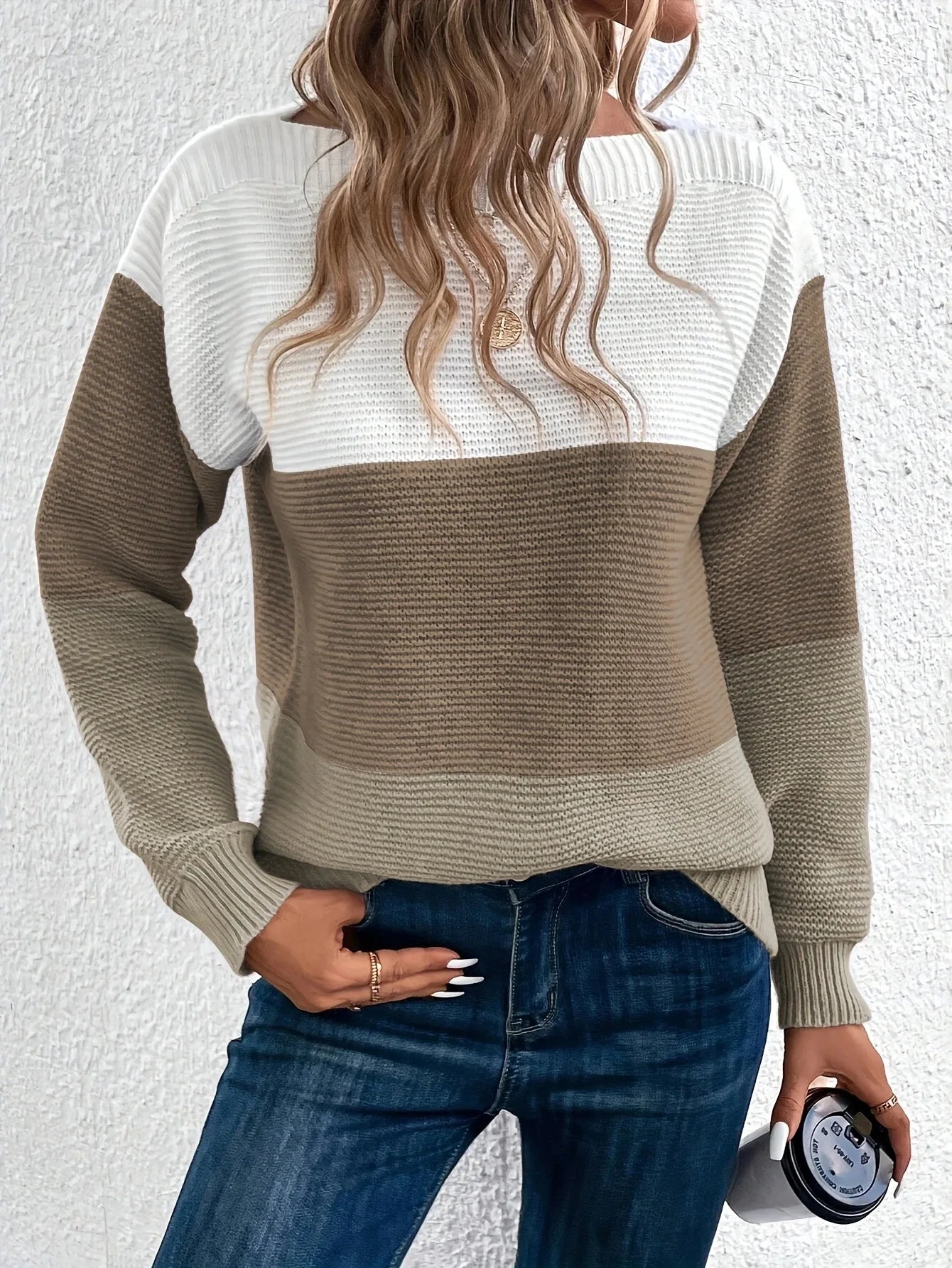 Juliette™ | Élégant pull-over patchwork tricolore