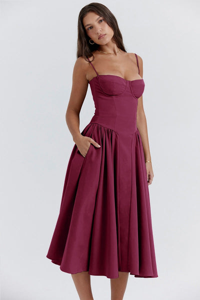 Éléanor - Robe D'Été Midi Chic Corsaire Pour Les Occasions Spéciales
