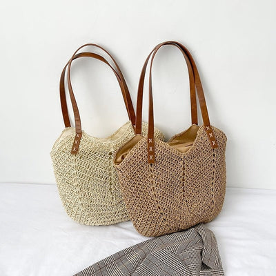 Liora sac fourre-tout en paille tressée