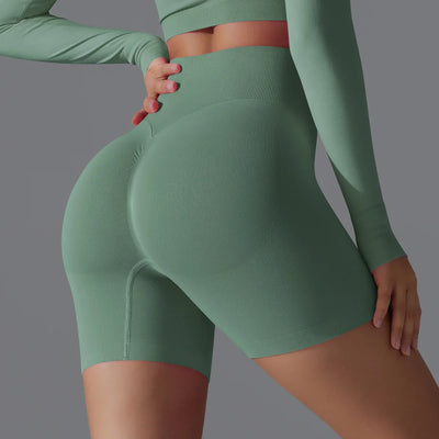 Leonida - Short d'entraînement sans couture avec taille haute pour femmes