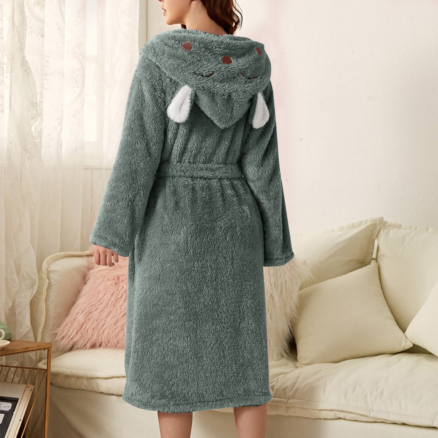 Brinley - Peignoir à capuche en flanelle épaisse pour femmes - Parfait pour les journées d'automne décontractées !