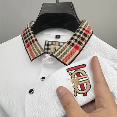 Polo en soie glacée jacquard