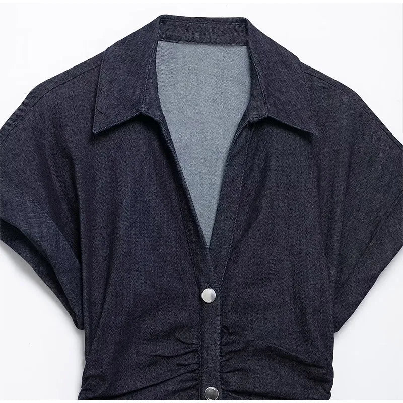 Clara | Robe midi élégante en denim