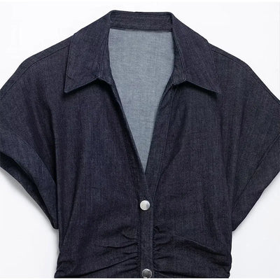 Clara | Robe midi élégante en denim
