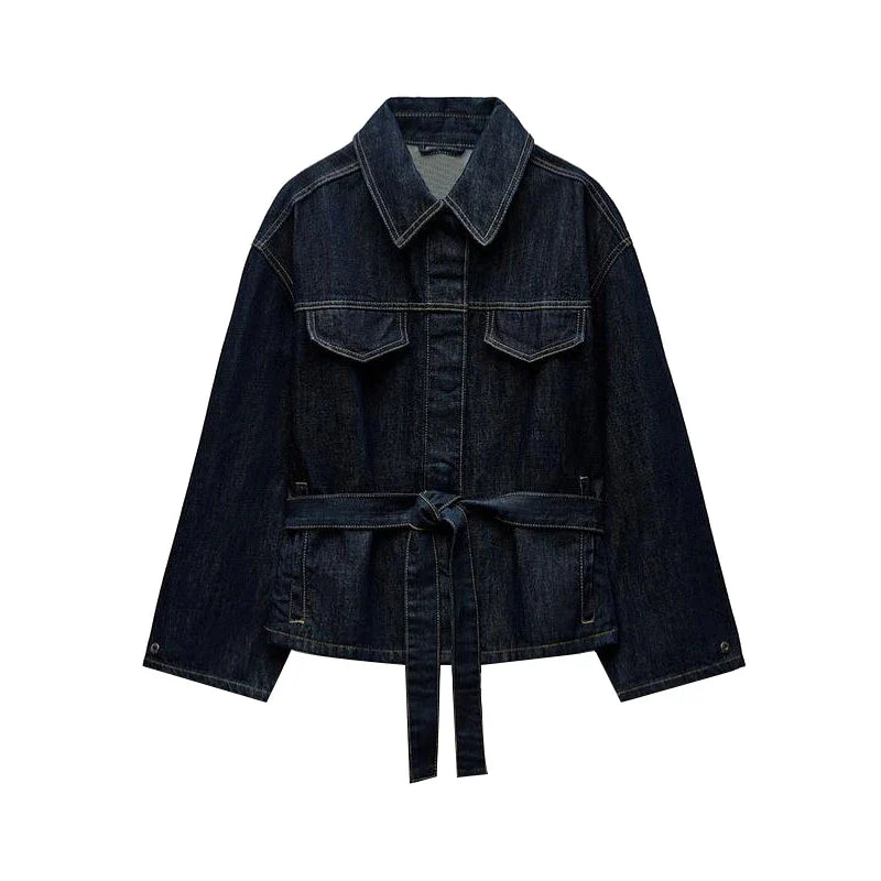 Charlotte| Ensemble de Veste en Jean de Rue et Pantalons pour Femmes avec Ceinture
