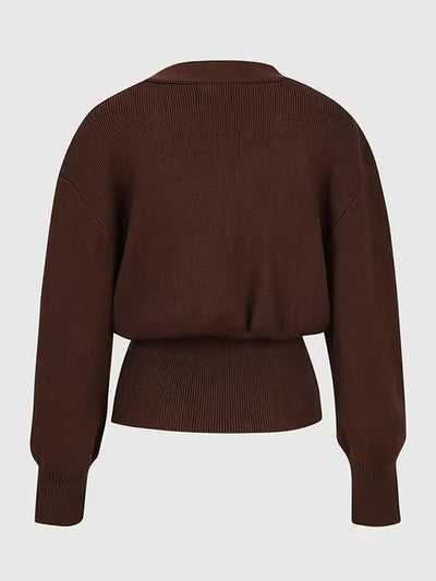 Cardigan Slim Fit en Tricot à Col V Profond