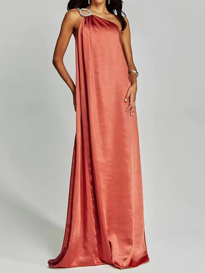 Robe de soirée Simple dos nu à col oblique
