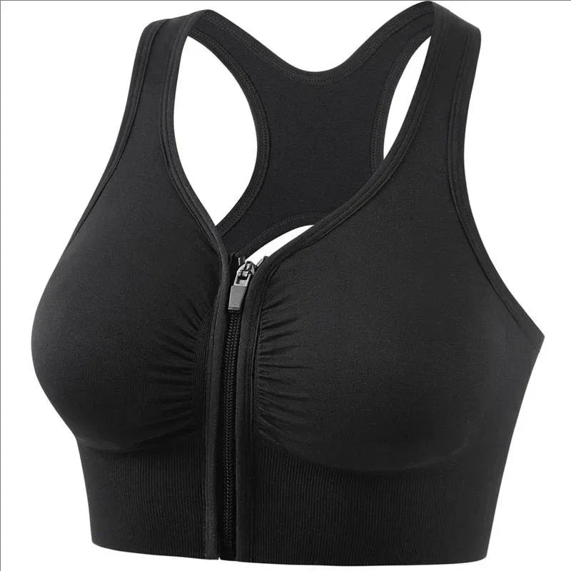 Brassière de sport femme – Maintien optimal – Fermeture zippée – Dos nageur respirant