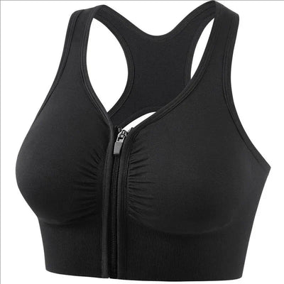 Brassière de sport femme – Maintien optimal – Fermeture zippée – Dos nageur respirant